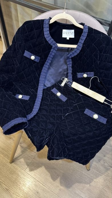 Femme Claudie Pierlot Ensemble Bleu Marine Velours