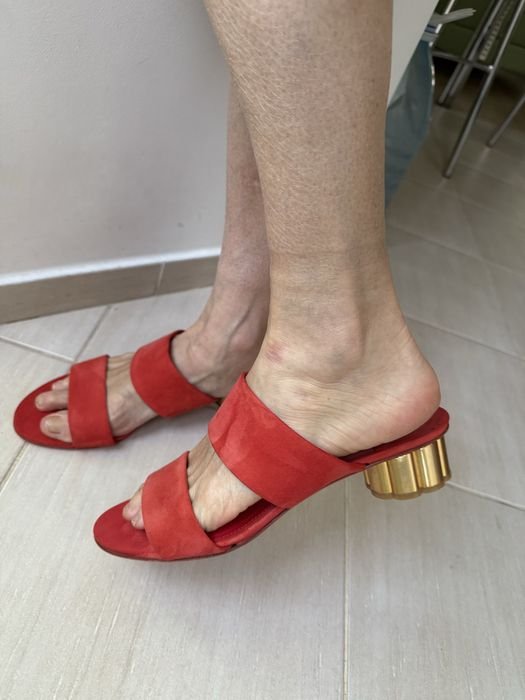 Women Salvatore Ferragamo Heels Red Suede 38