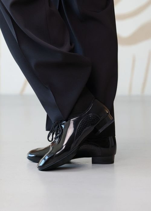 Herren Grand Prix Absätze Schwarz Leder 37