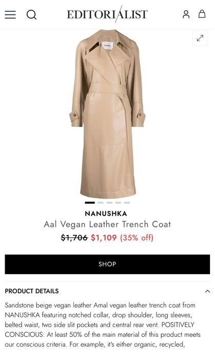 Женский NANUSHKA Тренч Бежевый OS