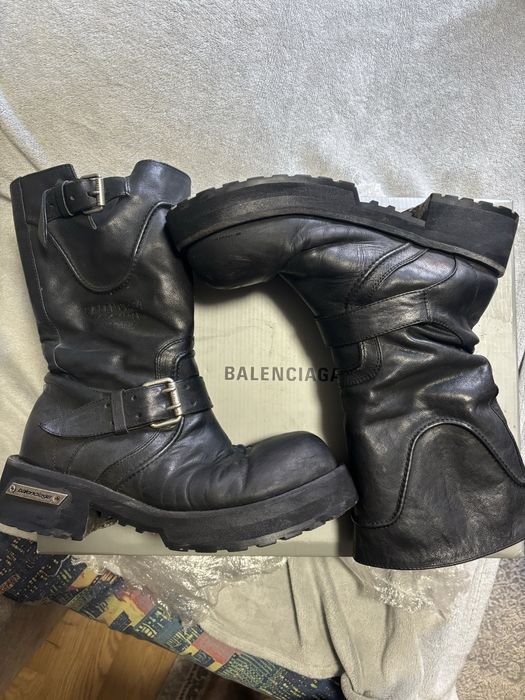Herren Balenciaga Stiefel Schwarz Leder 43