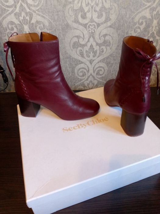 Женские See By Chloe Ботильоны Бордовые Кожа 38