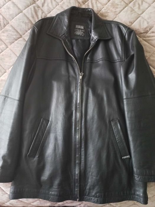 Herren GIANFRANCO FERRE Jacke Schwarz Leder 46