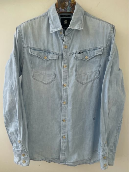 Мужской G-Star RAW Рубашка Тёмно-синий Хлопок 38