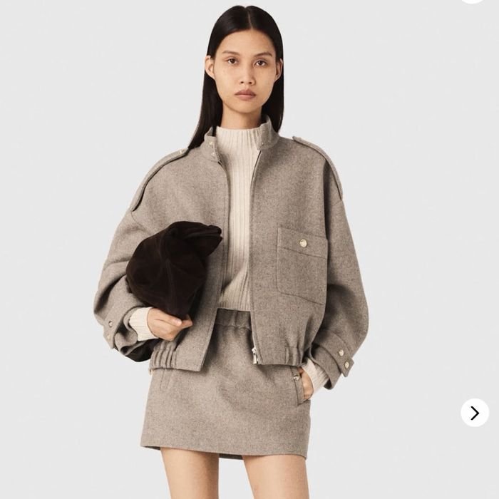 Женская Maje Куртка Бомбер Серый Шерсть 38