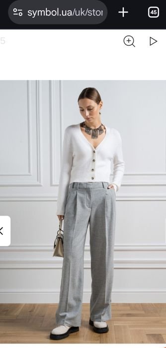 Женские Peserico Брюки Серые Шерсть 38