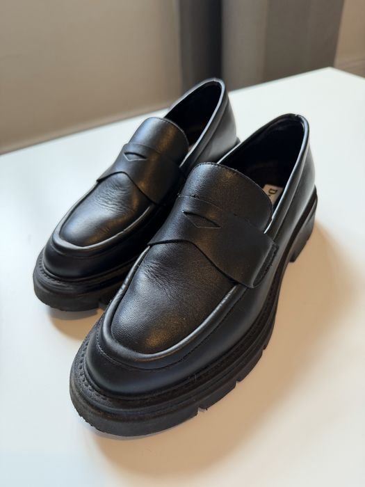 Women Dune London Loafers Black Leather 37