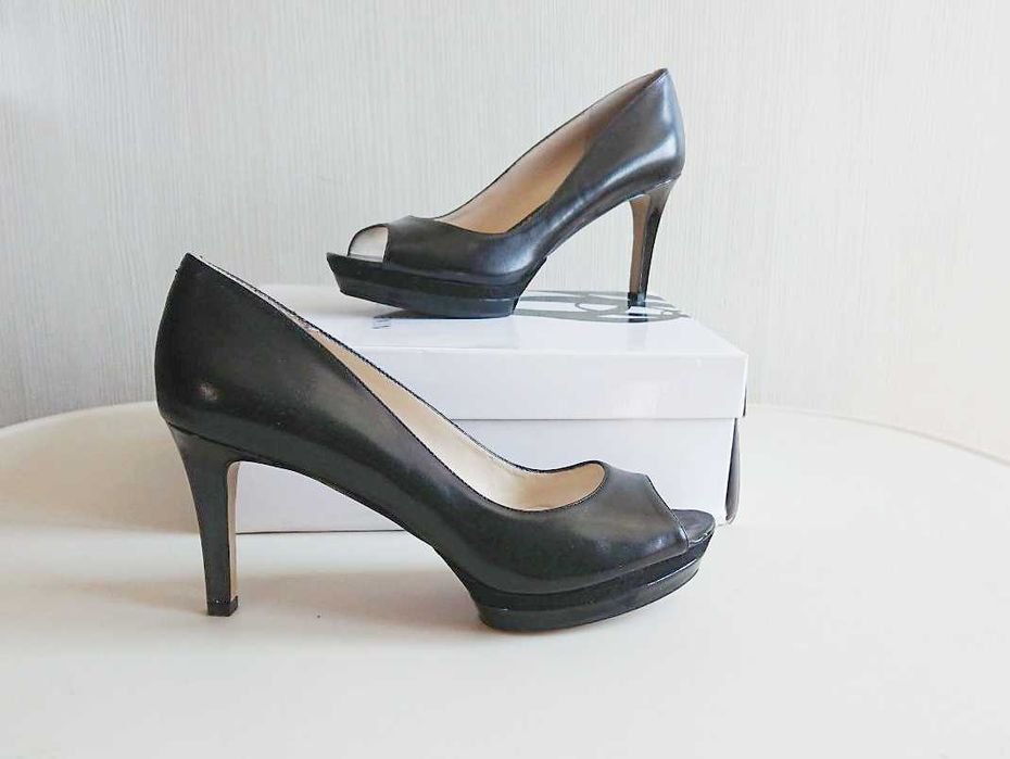 Women Nine West Heels Black Leather 38