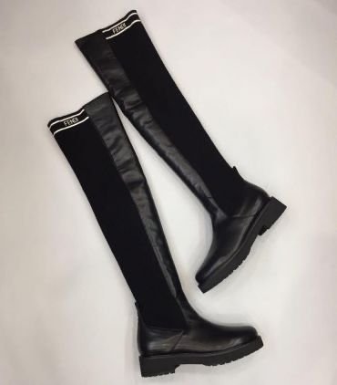 Femme Fendi Bottes Hautes Noires Cuir 36