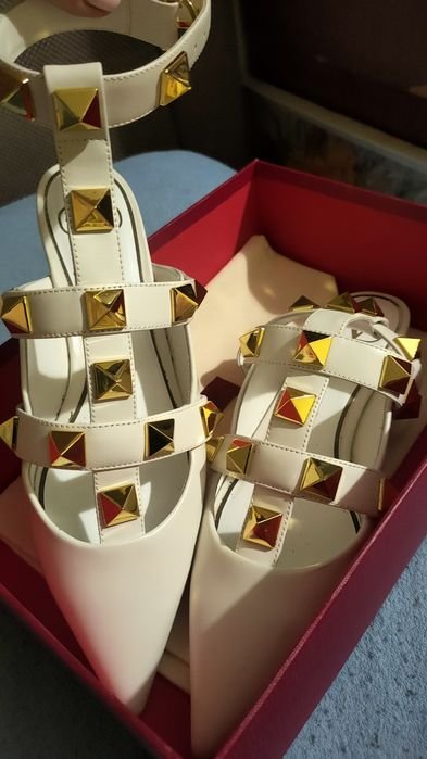 Женские Валентино Мюли Белые Искусственная кожа