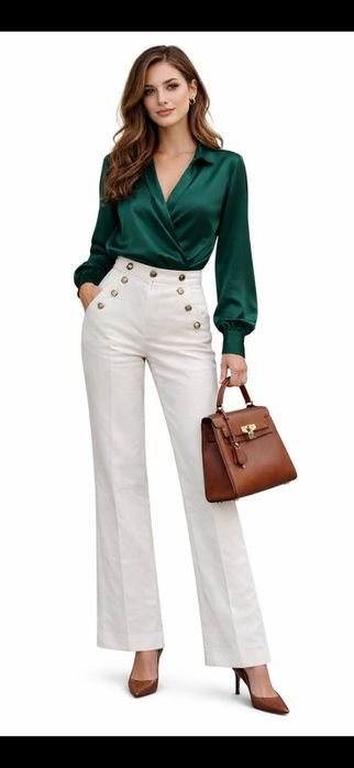 Женские Escada Брюки Белый Хлопок 38