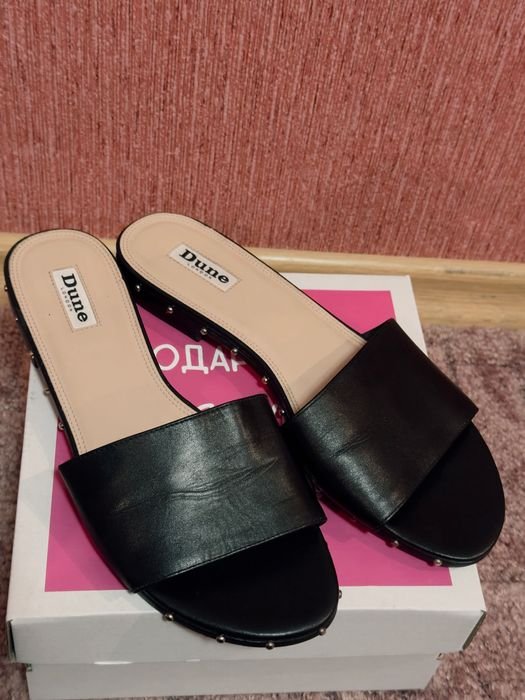 Women Dune London Slippers Black Leather 38
