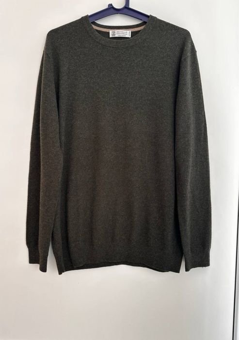 Мужской Brunello Cucinelli Свитер Тёмно-зелёный М