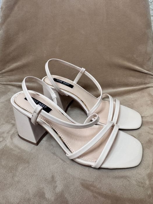 Women Nine West Heels Beige Leather 36