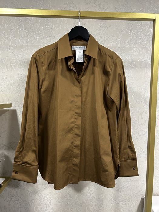 Женская Max Mara Рубашка Горчичный Хлопок 44