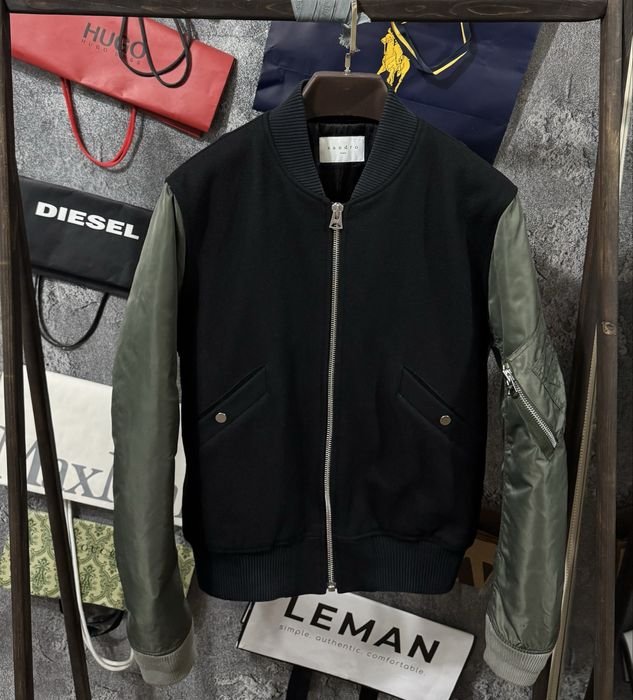 Женская Sandro Paris Бомбер Чёрный Другой материал