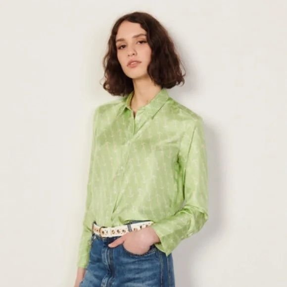 Женская Sandro Paris Сорочка Зелёная 38