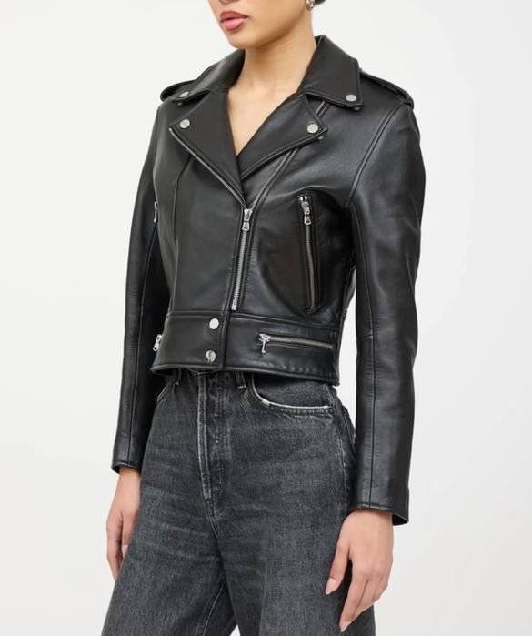 Женская Sandro Paris Куртка Чёрная Кожа 36