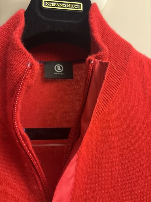 Men Bogner Sweater Red Cashmere 46