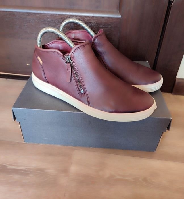Women Ecco Heels Burgundy Leather 41