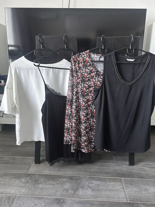 Femme Lot de Pulls Blanc Floral Top Noir Débardeur