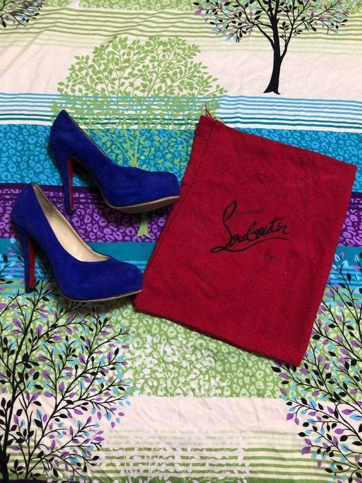 Femme Christian Louboutin Talons Bleu Marine Suède