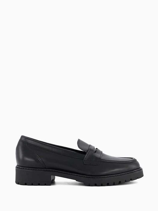Women Dune London Loafers Black Leather 39