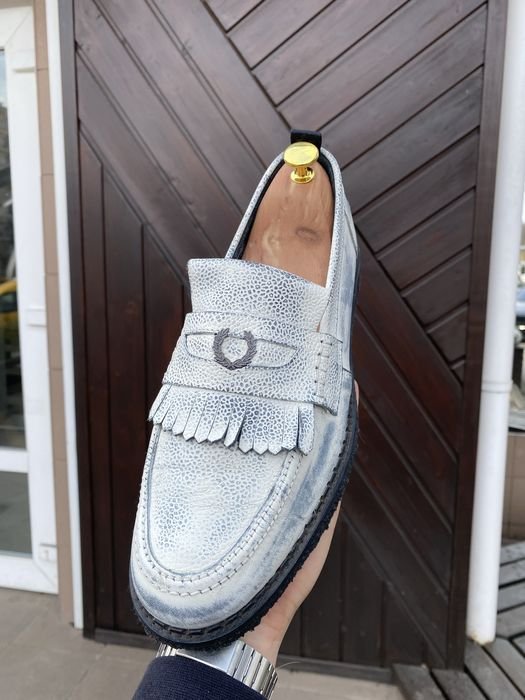 Men Fred Perry Loafers Grey Leather 43