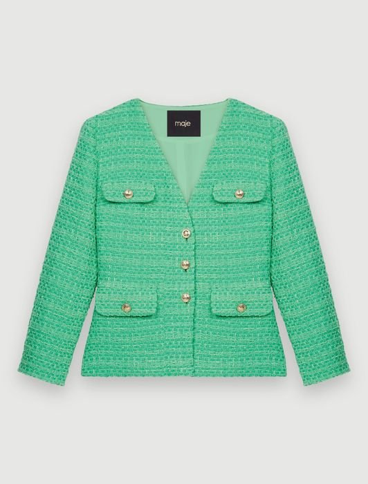 Women Maje Blazer Green Tweed
