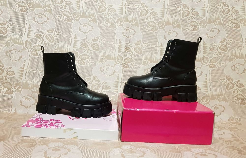 Женские Ботинки Из Кожи Чёрные 40