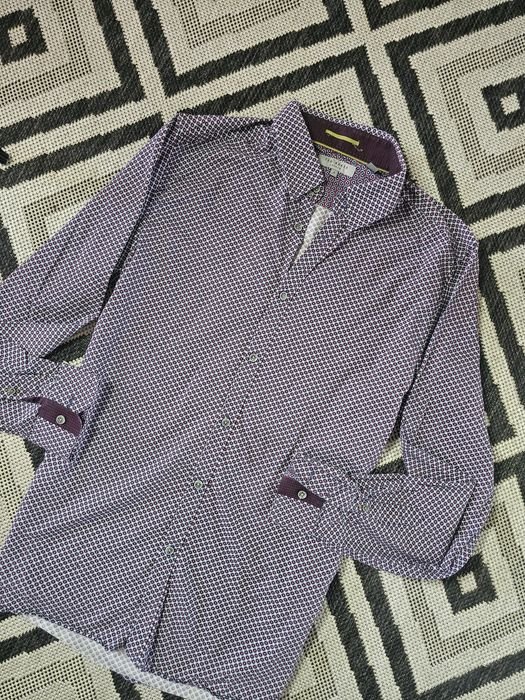 Мужской Ted Baker Рубашка Фиолетовая Хлопок 38