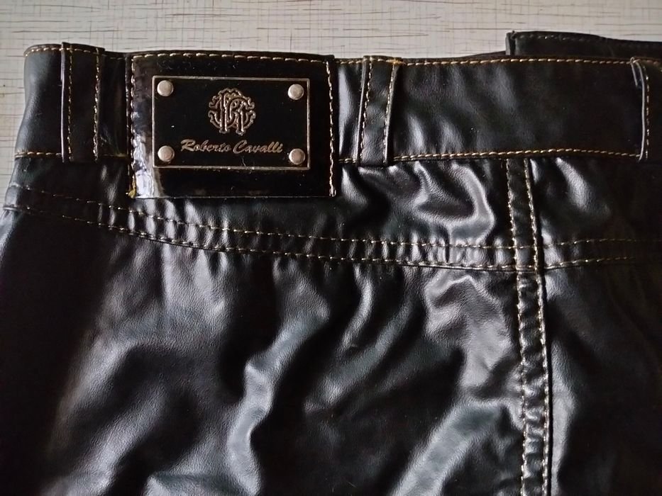 Women Roberto Cavalli Skirt Black Leather 38