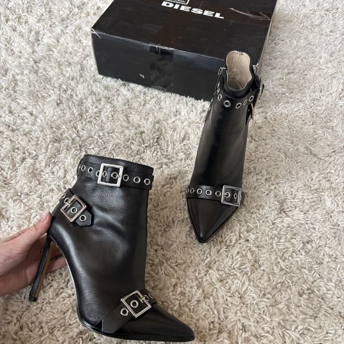 Женские Diesel Ботильоны Чёрные Кожа 38