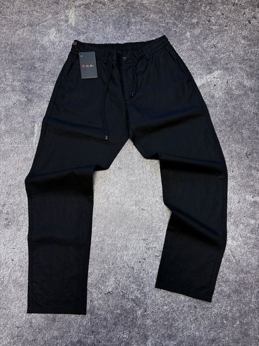 Мужские Loro Piana Штаны Чёрные Лён 30-38