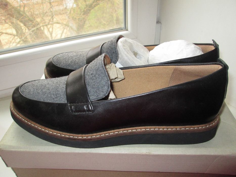 Женские Clarks Туфли Чёрные Кожа 39