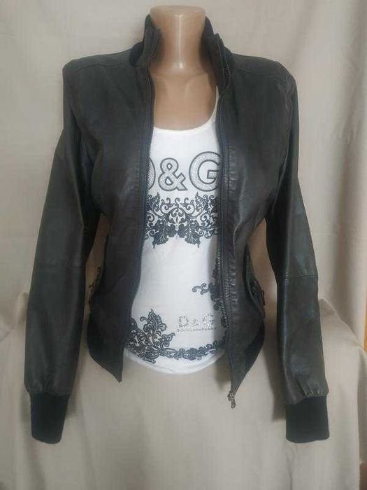 Women Pinko Bomber Black Leather 40