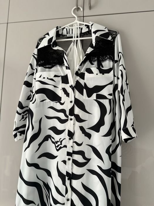 Damen Kleid Schwarz Baumwolle 42