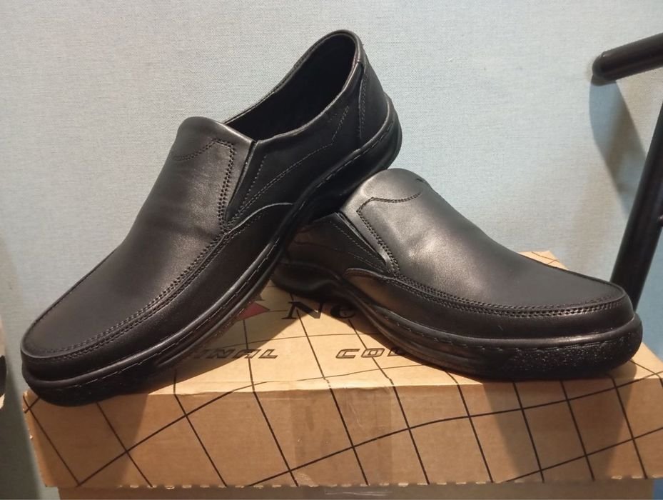 Мужские Туфли Чёрные Натуральная Шкіра 44