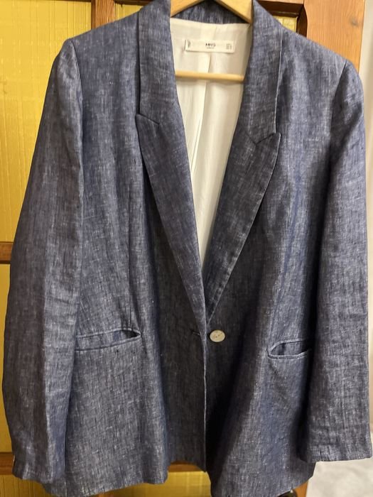 Женский MNG Пиджак Тёмно-синий Лен 38