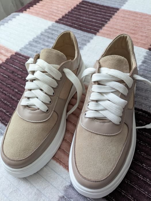 Женские Мокасины Бежевый Кожа 38