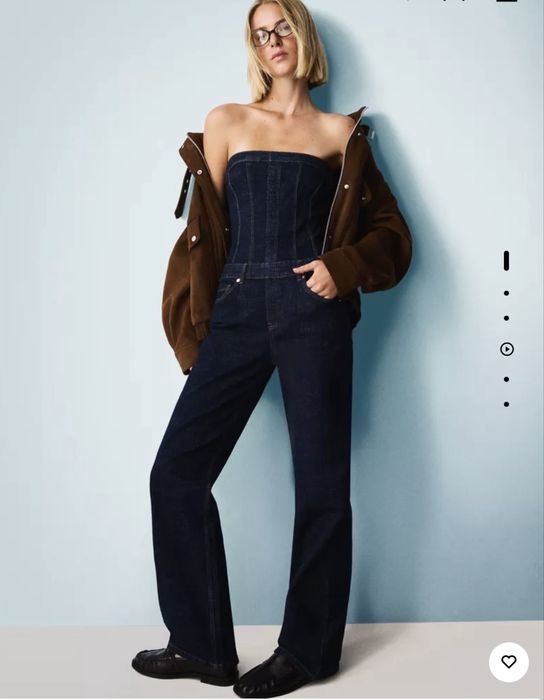 Женский Bershka Комбинезон Тёмно-синий Джинс M