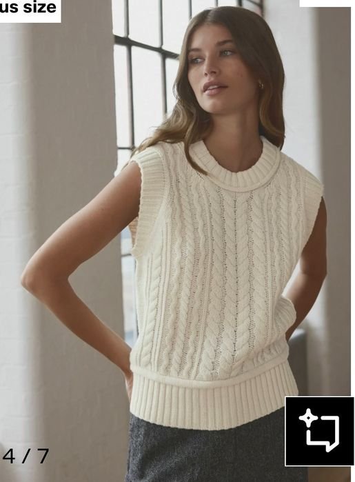 Женский Next Жилет Молочный Шерсть 36