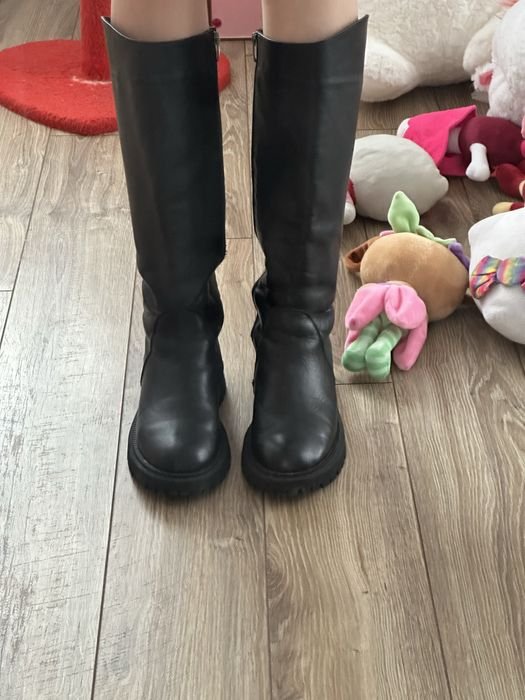 Damen Lederstiefel Schwarz 40