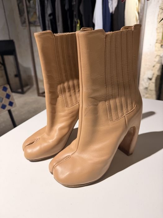 Women Maison Margiela Ankle Boots Beige Leather 36