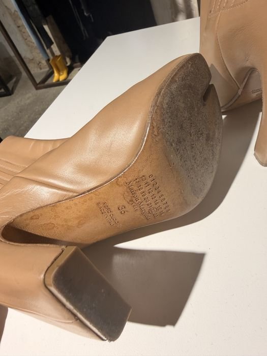 Women Maison Margiela Ankle Boots Beige Leather 36