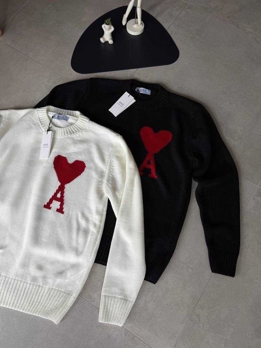 Мужской Ami Светр Чёрный Бавовна 40