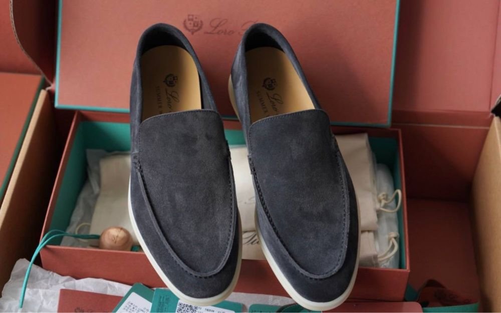 Мужские Loro Piana Лоферы Тёмно-синий Замша 41