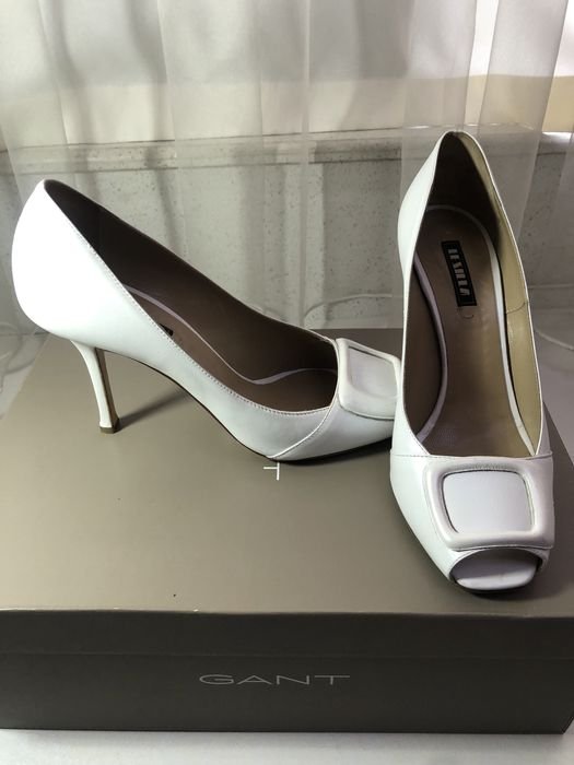 Damen Absatzschuhe Weiß Leder 39