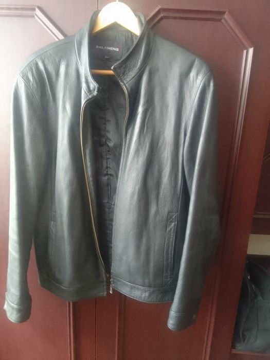 Men Leather Jacket Black 38