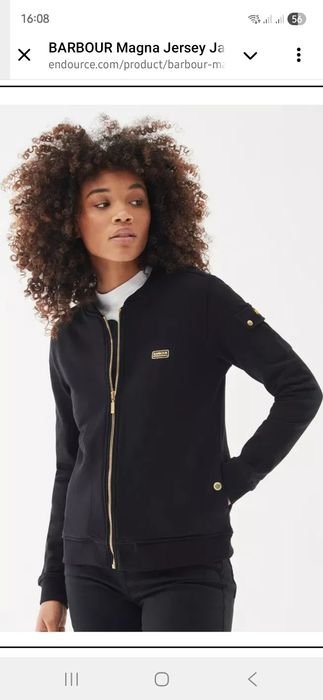 Женский Barbour Бомбер Чёрный Хлопок 38